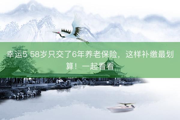 幸運(yùn)5 58歲只交了6年養(yǎng)老保險(xiǎn)，這樣補(bǔ)繳最劃算！一起看看
