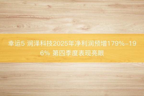 幸運5 潤澤科技2025年凈利潤預增179%-196% 第四季度表現(xiàn)亮眼